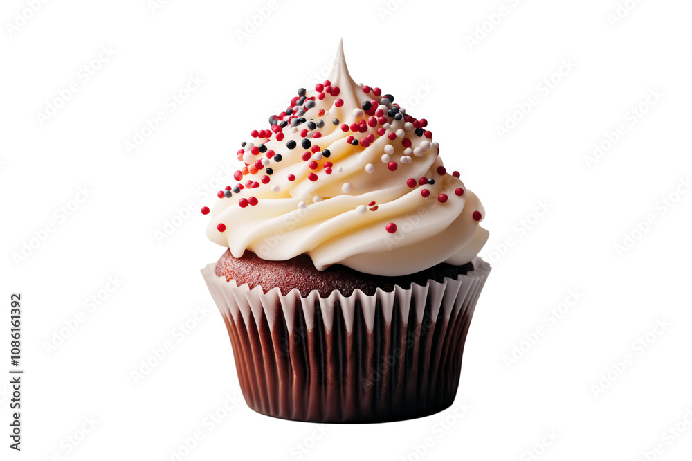 cupcake with cream isolated on white, png