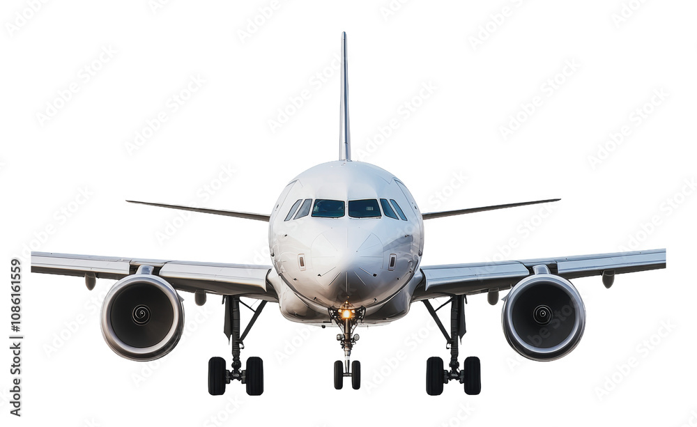 Obraz premium PNG Airplane on runway ready for takeoff at sunrise