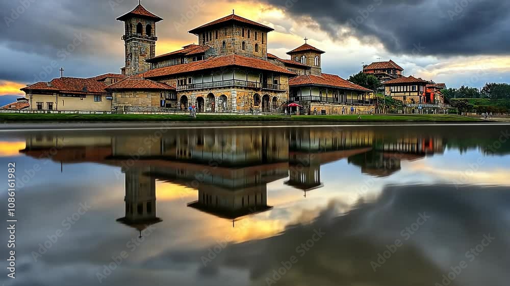 The Palacio de la Magdalena sits majestically beside a tranquil body of water The Palacio de la Magdalena sits majestically beside a tranquil body of water