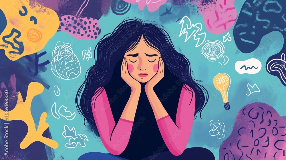 Woman Overwhelmed by Thoughts and Ideas Woman Overwhelmed by Thoughts and Ideas