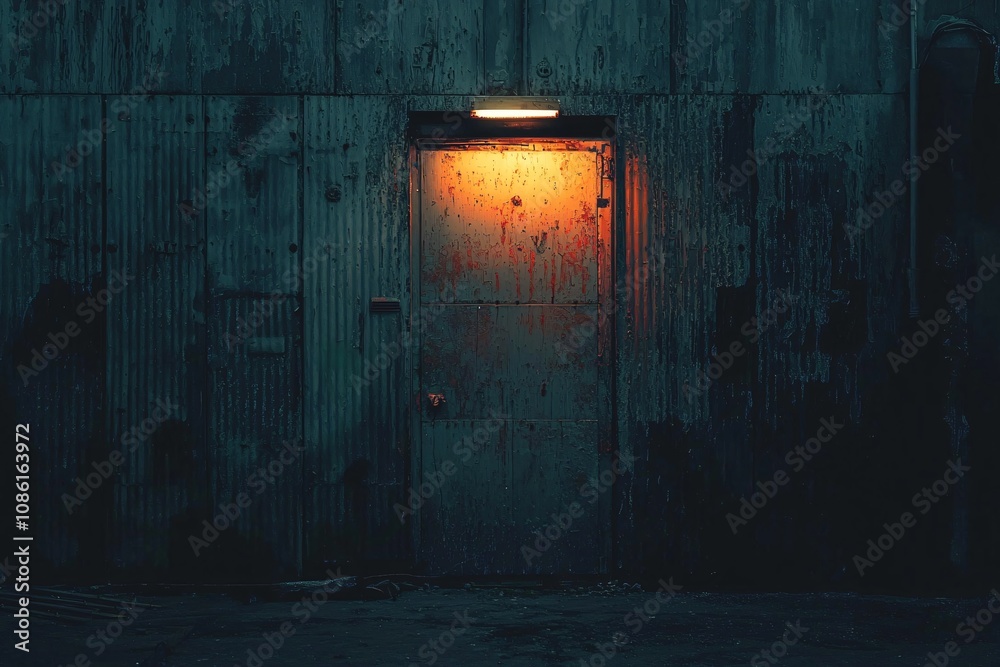 Mysterious Glow: An Enticing Door in a Dimly Lit Space