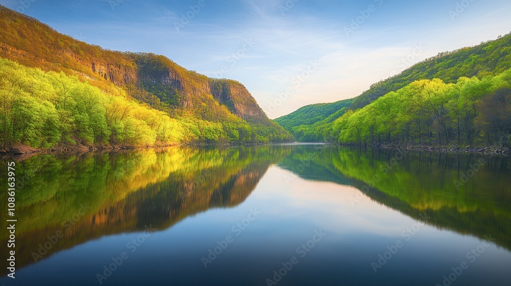 Serene Reflection of Mountains in Calm Water Serene Reflection of Mountains in Calm Water