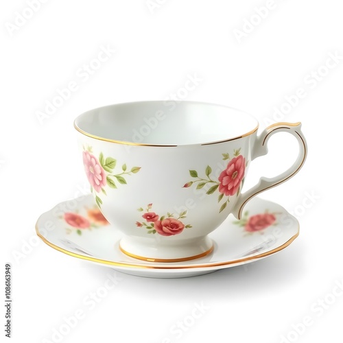 Old-Fashioned Tea Cup on White Background