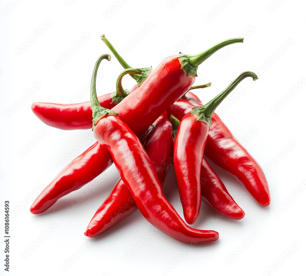 Set of chili peppers, red and hot peppers isolated on white background. Set of chili peppers, red and hot peppers isolated on white background.