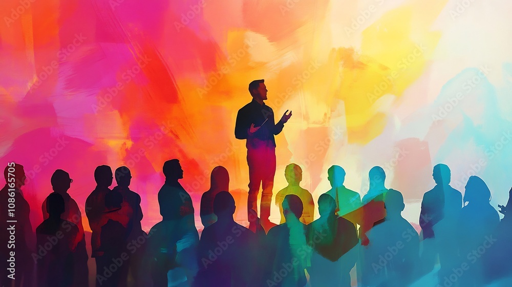 The Speaker and the Audience in a Colorful Abstract The Speaker and the Audience in a Colorful Abstract