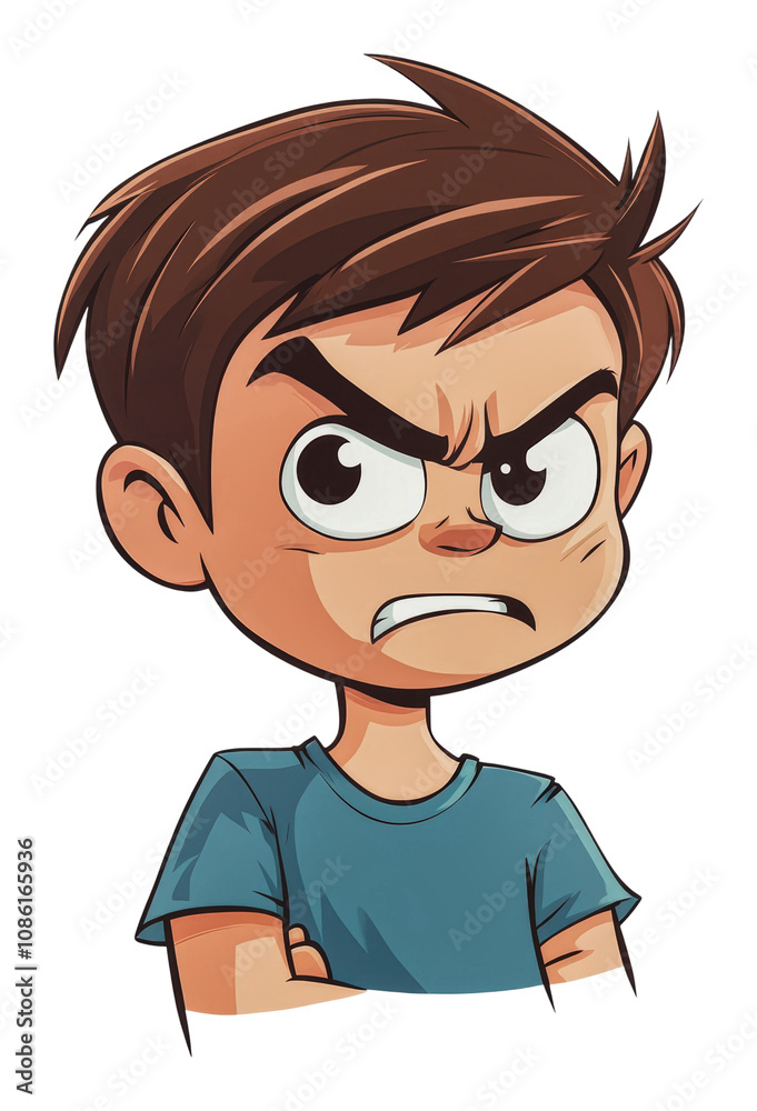 PNG Angry cartoon boy with crossed arms and frown PNG Angry cartoon boy with crossed arms and frown