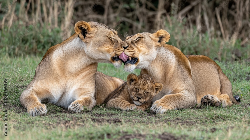 Obraz premium Playful Lions in Natural Habitat