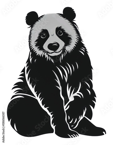 PNG A cute panda bear sitting in a relaxed position photo