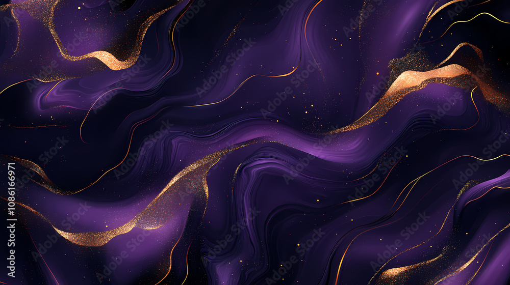 Obraz premium Purple marble texture with golden accent background. Abstract Liquid Art. Illustration