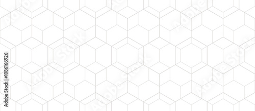 Subtle vector minimalist geometric seamless pattern. Gray and white lines texture, hexagon grid, delicate minimal lattice, net, diamonds. Linear background. Abstract background. Repeated geo design