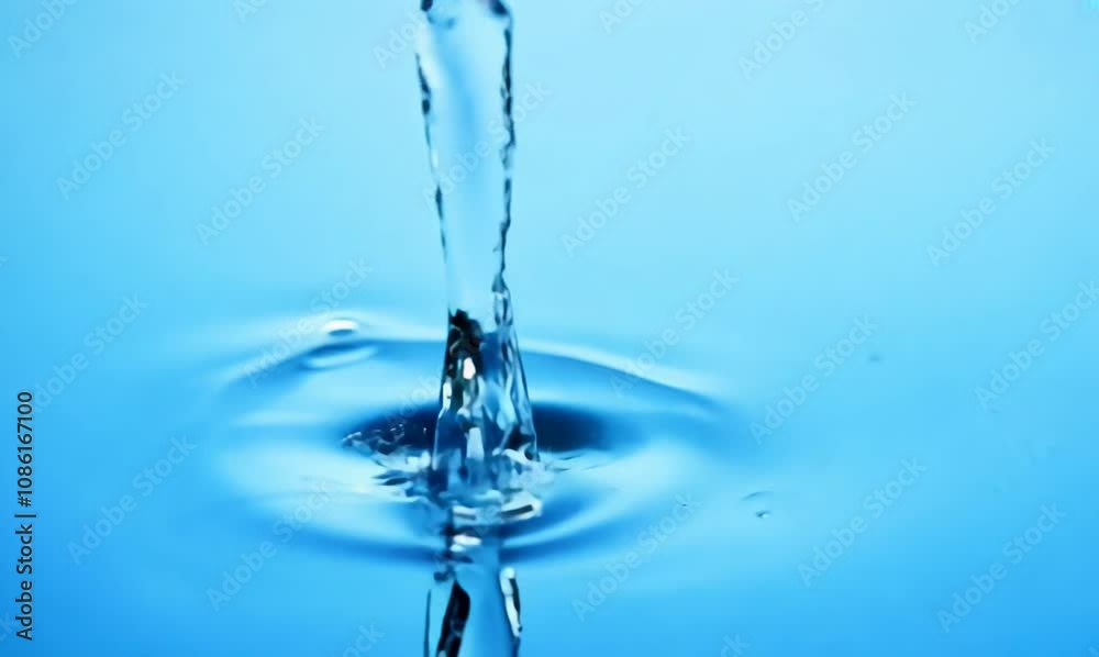 slow motion water drop impact on blue surface slow motion water drop impact on blue surface