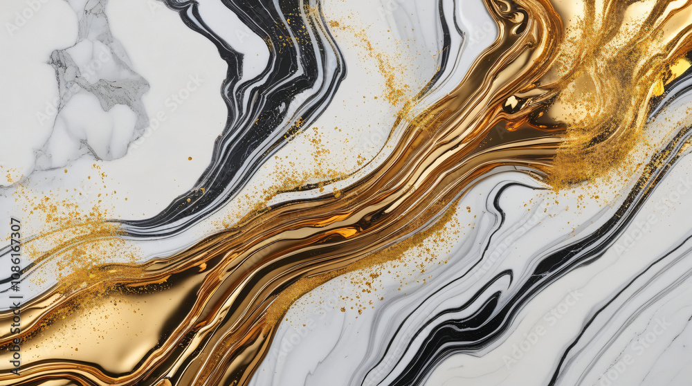 Fototapeta premium Luxurious Marble with Golden Splashes