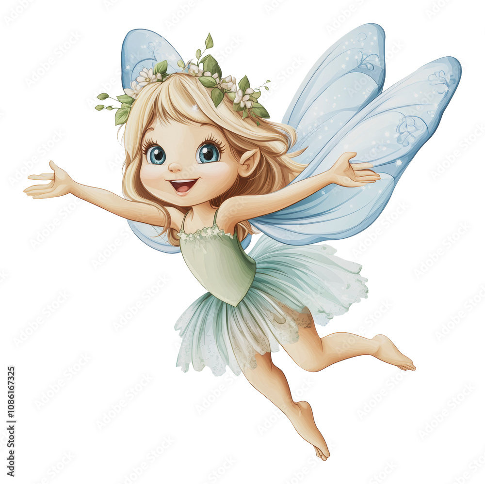 PNG A joyful fairy flying in a dreamy landscape PNG A joyful fairy flying in a dreamy landscape
