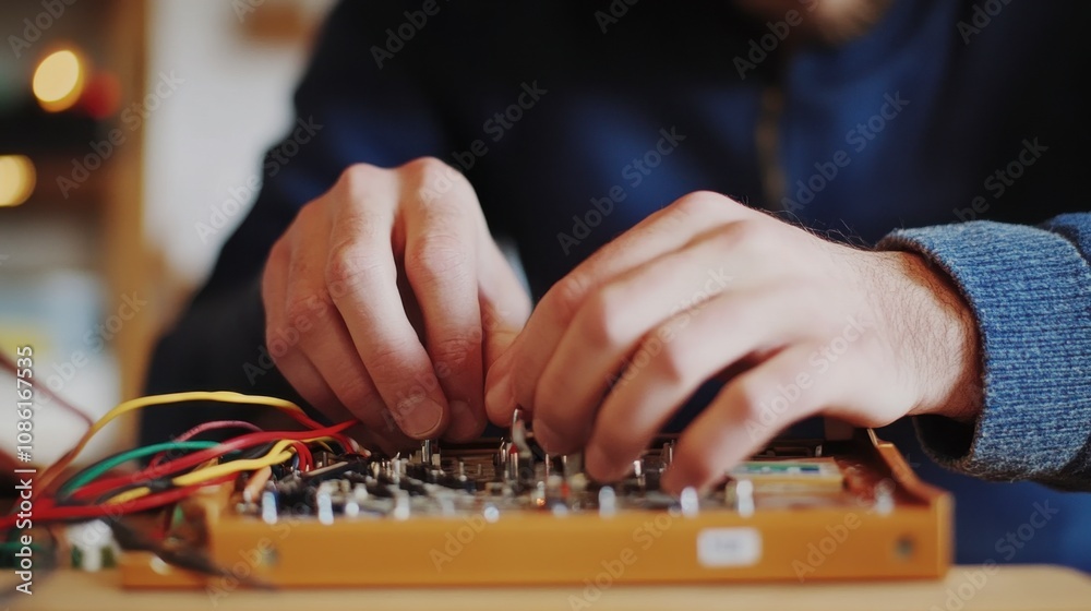 Fototapeta premium Hands Adjusting Electronic Circuit Components