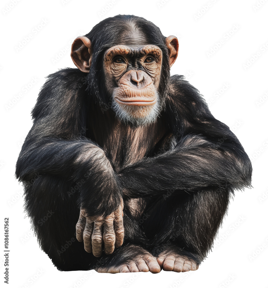 Fototapeta premium PNG Calm chimpanzee on neutral backdrop