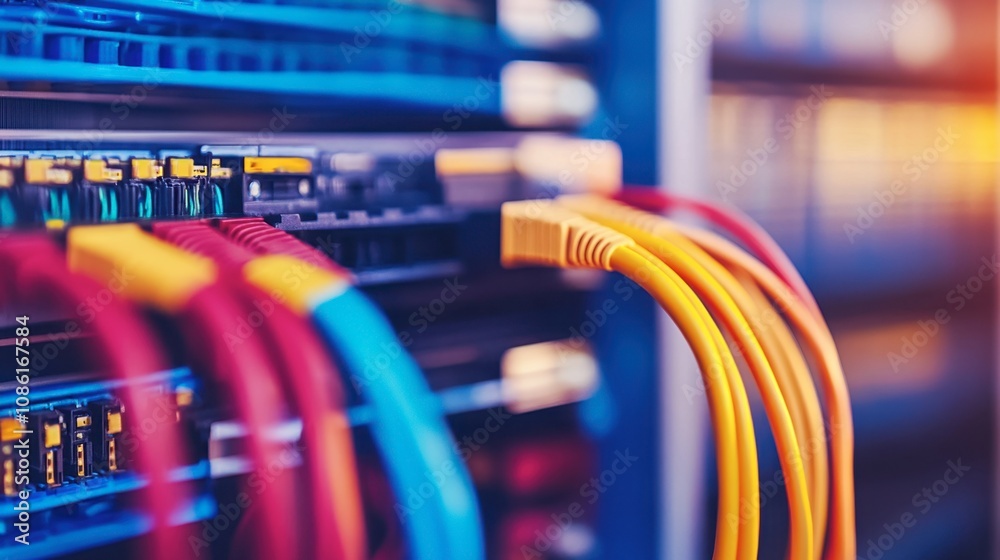 Network Cables Connected to Data Center Equipment