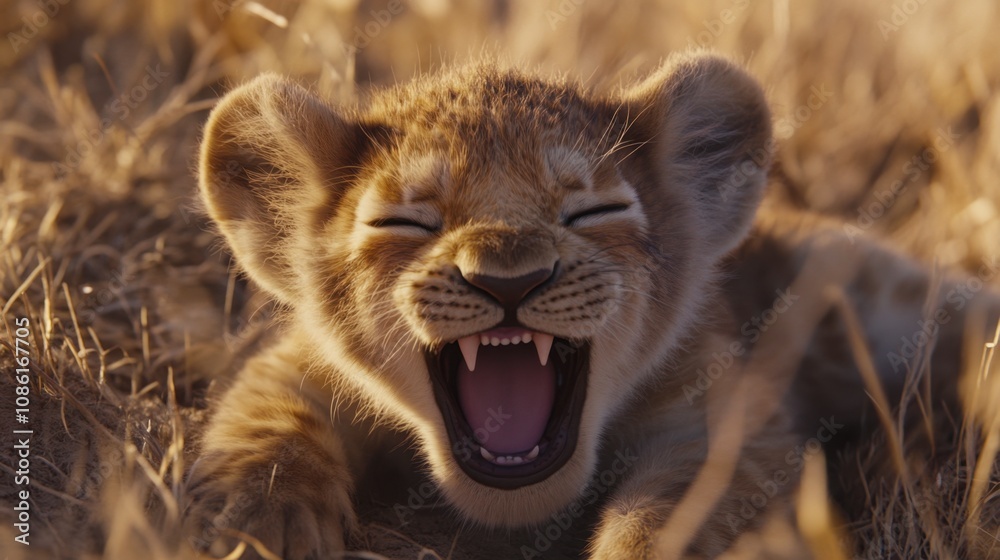 Obraz premium Playful Lion Cub in Natural Habitat