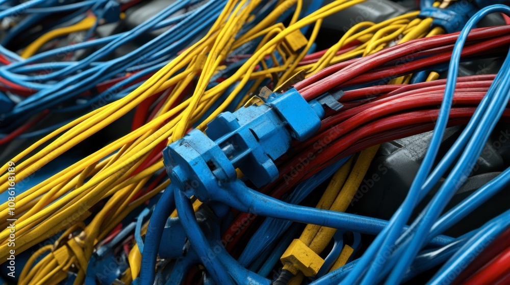 Colorful Tangle of Electrical Wiring and Cables Colorful Tangle of Electrical Wiring and Cables