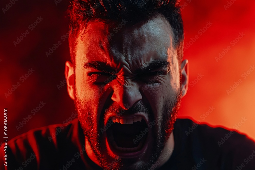 Emotion Unleashed: A Portrait of Anger Against a Dramatic Backdrop
