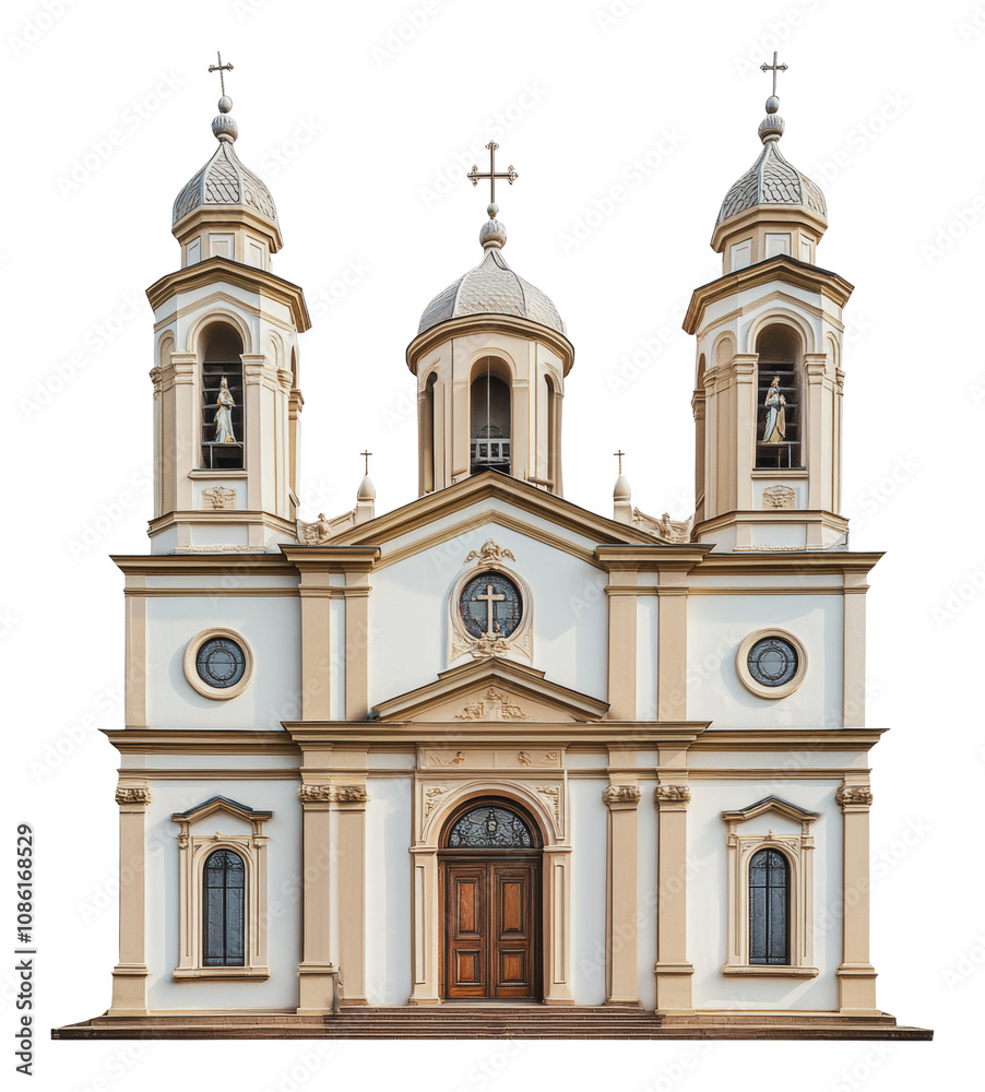 Obraz premium PNG Architectural beauty of a church with twin towers