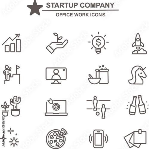 Startup company business icons, vector illustration line icon set with editable stroke.