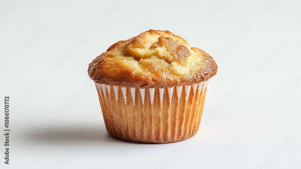 A Single, Perfectly Baked Muffin in a White Paper Liner A Single, Perfectly Baked Muffin in a White Paper Liner