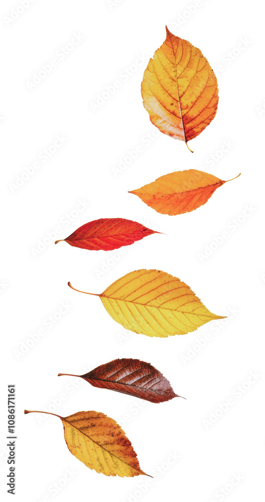 Obraz premium PNG Vertical arrangement of autumn leaves
