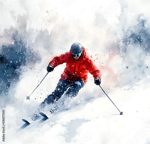 skier on the slope on the mountains