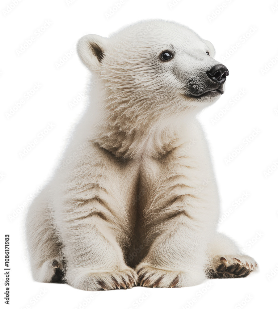 PNG Curious baby polar bear sitting PNG Curious baby polar bear sitting