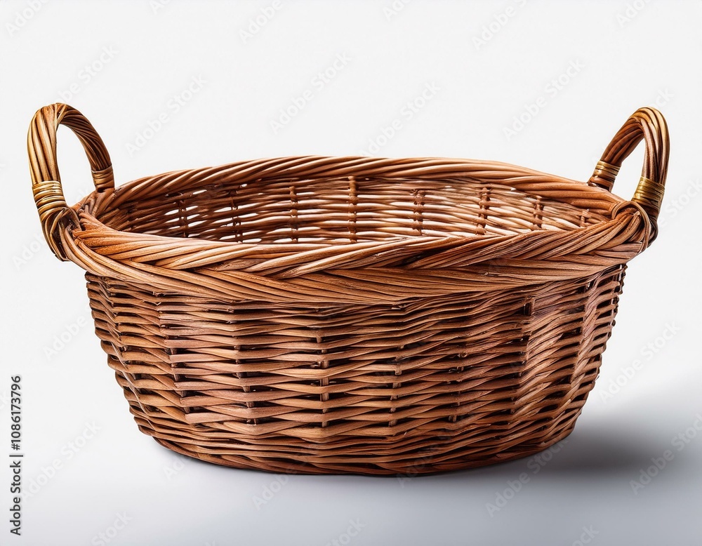 Fototapeta premium brown wicker basket isolated on transparent