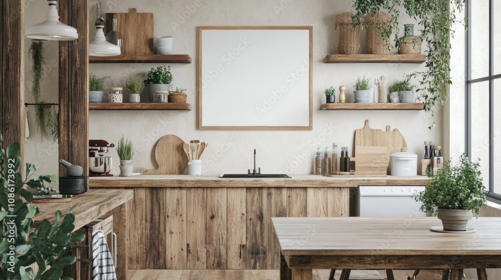 Cozy Rustic Kitchen with Simple Decor and Greenery Cozy Rustic Kitchen with Simple Decor and Greenery