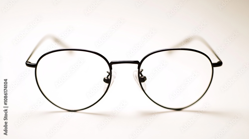 Black Round Glasses on White Background Black Round Glasses on White Background