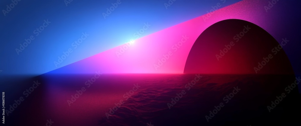 Serene Surreal Landscape with Reflective Arched Portals under Clear Sky Serene Surreal Landscape with Reflective Arched Portals under Clear Sky