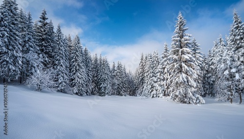 serene winter landscape featuring snow covered pine trees and a tranquil forest setting capturing the beauty of a peaceful snowy day