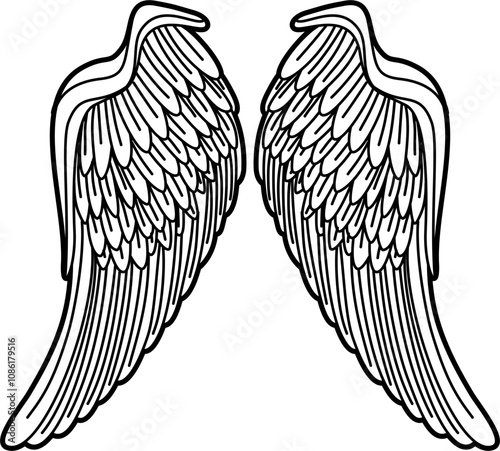 Angle wings outline vector