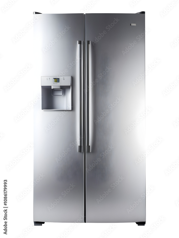 Sleek modern double door refrigerator isolated on a transparent or white background. Sleek modern double door refrigerator isolated on a transparent or white background.