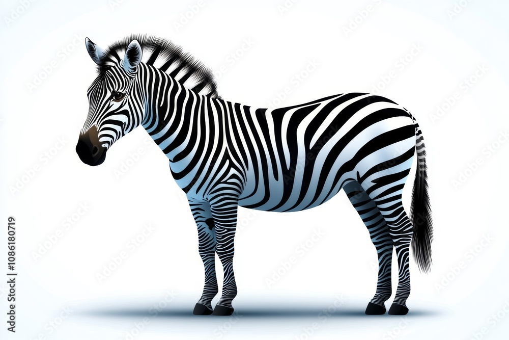 Obraz premium Minimalist zebra icon in solid black, set against a white background, clean and modern