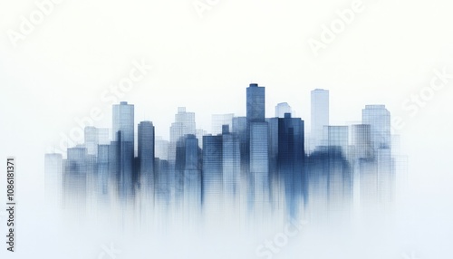 Architectural blueprint, buildings morphing in phases, urban landscape, 3D illustration