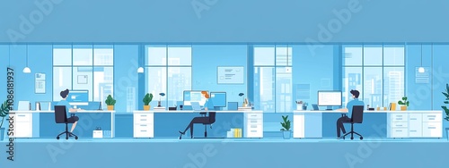 modern office workstations team collaboration and productivity in a colorful workspace