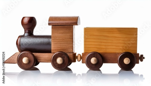 wooden toy train isolated on white background