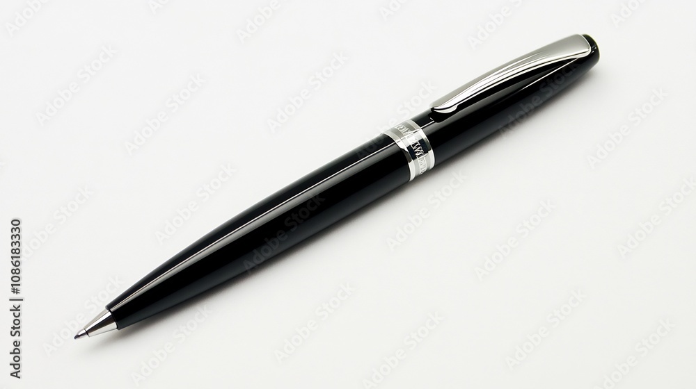 Black and Silver Pen on a White Background Black and Silver Pen on a White Background