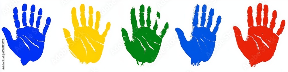Colorful Handprints on White Background Vibrant Art Prints Colorful Handprints on White Background Vibrant Art Prints