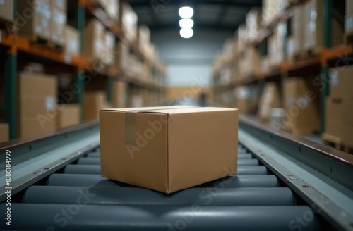 Wallpaper Mural Cardboard box on conveyor belt in warehouse distribution center Torontodigital.ca