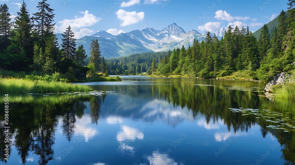 Mountain Lake Reflection Landscape