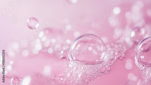 Radiant bubbles of collagen essence resting on a calming pastel canvas, exuding skincare luxury.