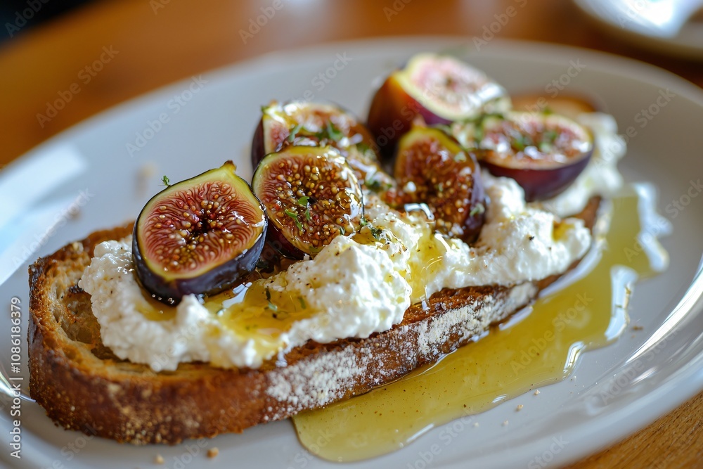 Delicious Toast with Fresh Figs, Ricotta, and Honey Drizzle Delicious Toast with Fresh Figs, Ricotta, and Honey Drizzle