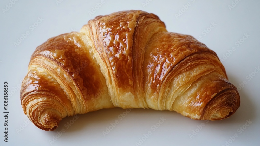 Golden Croissant on White Background Golden Croissant on White Background