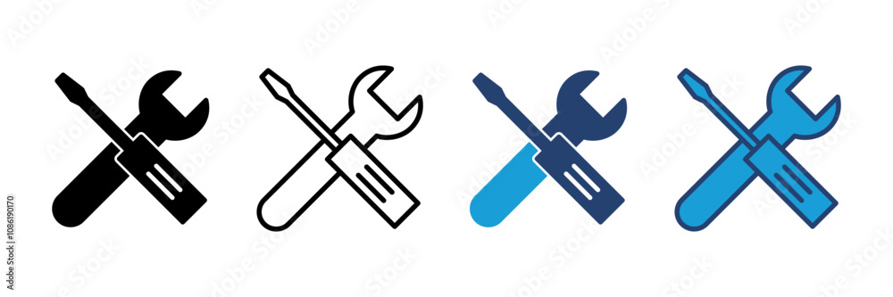 Repair tools icon vector. tool icon vector. setting icon vector. Wrench and screwdriver. support, Service Repair tools icon vector. tool icon vector. setting icon vector. Wrench and screwdriver. support, Service