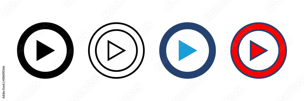 Play Icon vector. Play button vector icon Play Icon vector. Play button vector icon
