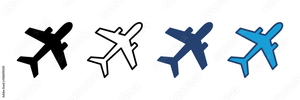 Obraz premium Plane icon vector. Airplane icon vector. Flight transport symbol. Travel illustration. Holiday symbol